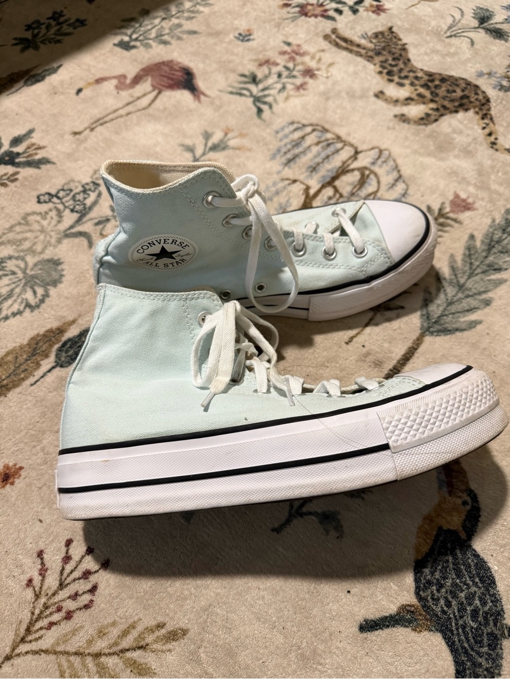 Converse High Top Sneakers - Mint Green and White size 8 - Picture 4 of 7